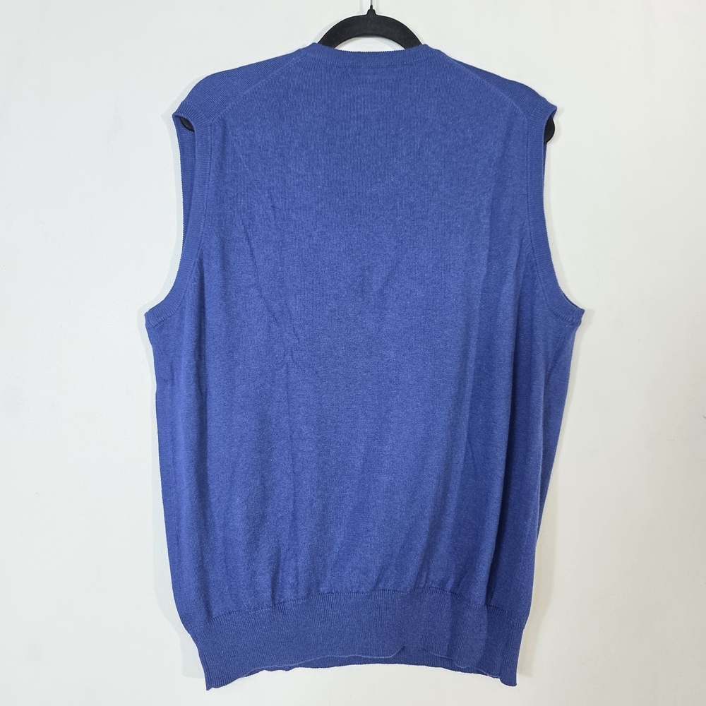 Peter Millar V-Neck  knitted cotton and cashmere blend Blue Sweater Vest - Picture 6 of 11
